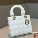 Luxury Quilted Lady Bag - Glossy Patent Leather Mini Tote Crossbody Bag - white