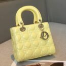 Luxury Quilted Lady Bag - Glossy Patent Leather Mini Tote Crossbody Bag - yellow