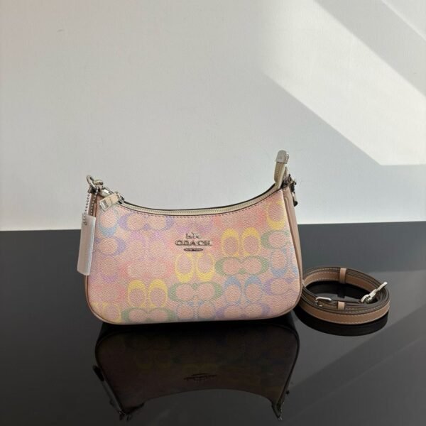 COACH Pastel Rainbow Signature Canvas Shoulder Bag - Convertible Crossbody Bag