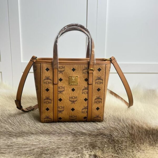 MCM Classic Cognac Visetos Mini Tote Bag, Handbag & Crossbody Purse
