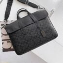 Coach Signature Black & Grey Monogram Men’s Briefcase, Business Laptop Bag