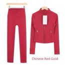 Lulu-Style Slim Fit Yoga Jacket, Multi-Color Quick-Dry Workout Top - China red gold