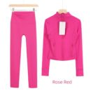 Lulu-Style Slim Fit Yoga Jacket, Multi-Color Quick-Dry Workout Top - Rose red