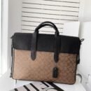 Coach Signature Black & Grey Monogram Men’s Briefcase, Business Laptop Bag - Brown