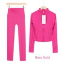 Lulu-Style Slim Fit Yoga Jacket, Multi-Color Quick-Dry Workout Top - Rose gold