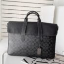 Coach Signature Black & Grey Monogram Men’s Briefcase, Business Laptop Bag - Black