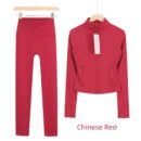 Lulu-Style Slim Fit Yoga Jacket, Multi-Color Quick-Dry Workout Top - China red