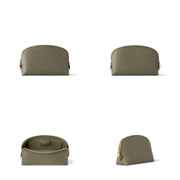 LV Epi Leather Cosmetic Pouch, Olive Green Shell-Shaped Makeup Bag