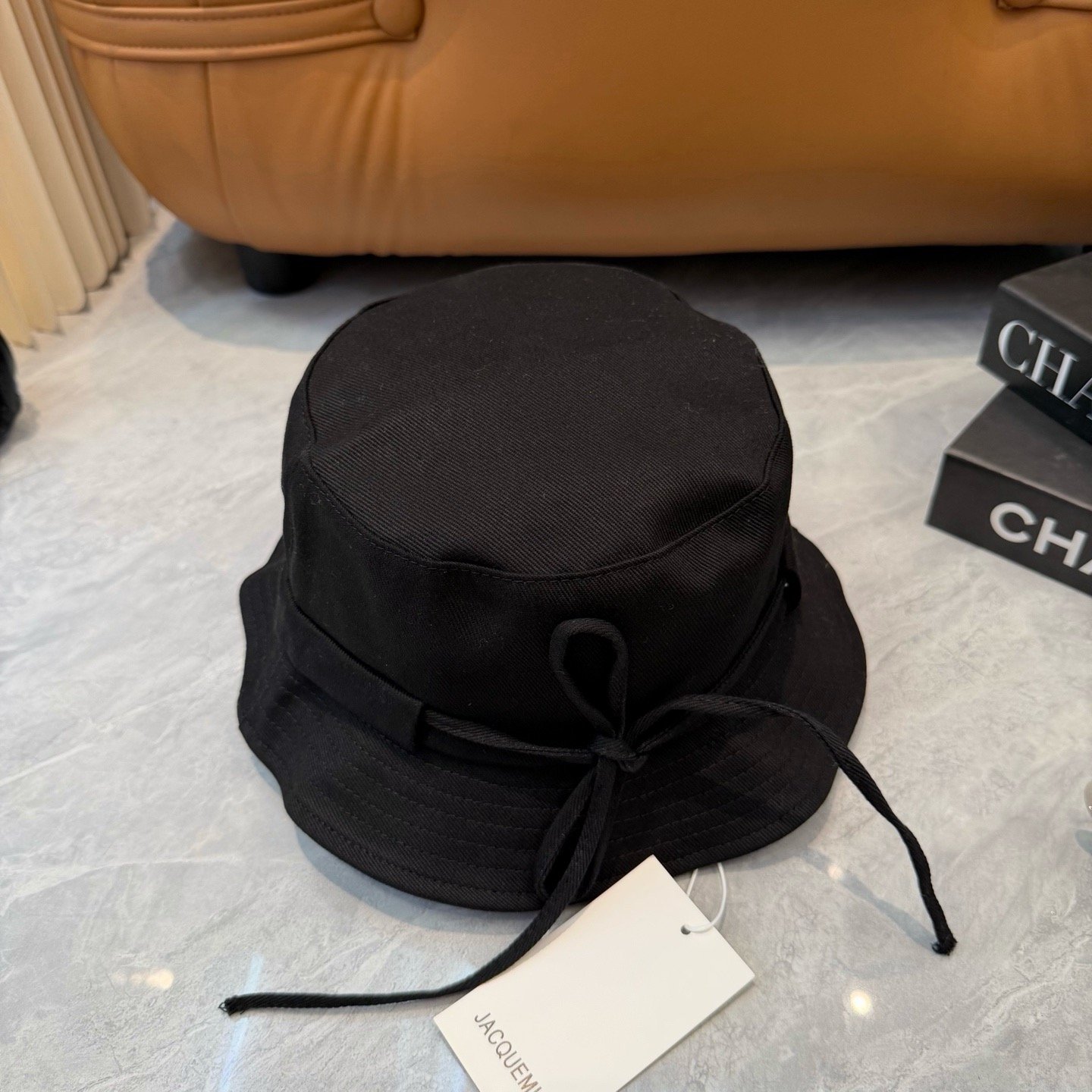 JACQUEMUS Classic Black Bucket Hat | French Minimalist Style - Image 3