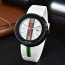 New GG Quartz Men Watch, Minimal Sports Casual Watch with Stainless Steel Strap - white black