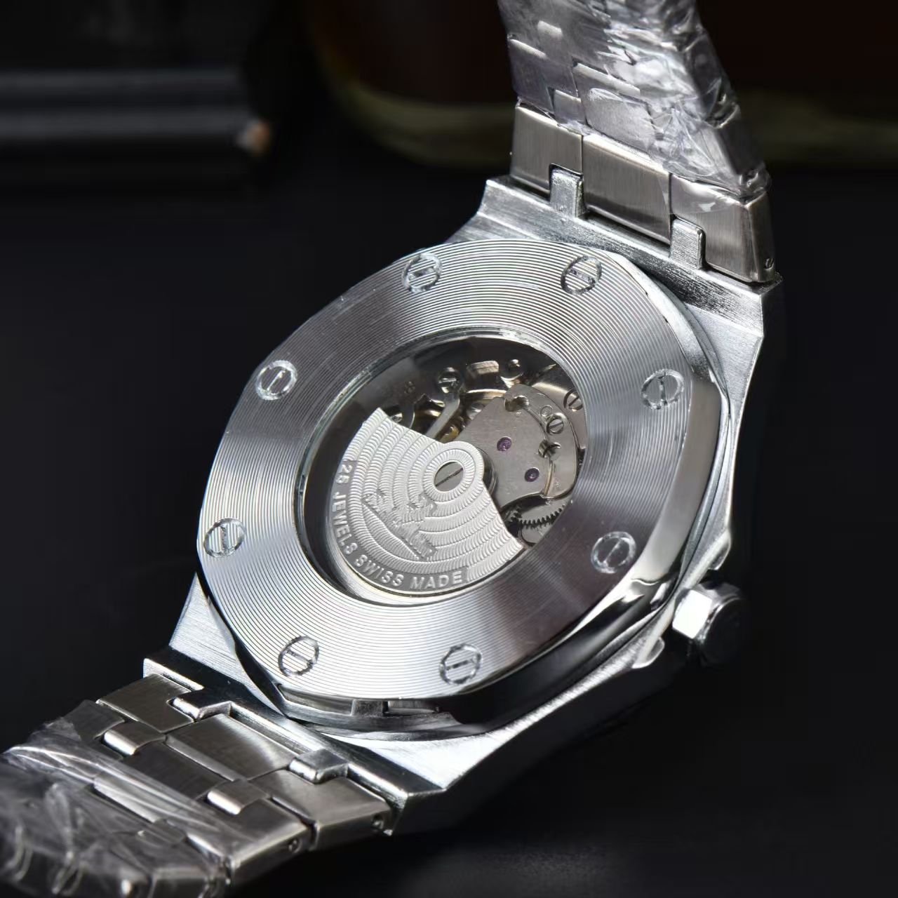 Men's Fashion Automatic Mechanical Watch, Business Rhombus Dial Stainless Steel Wristwatch - Image 5