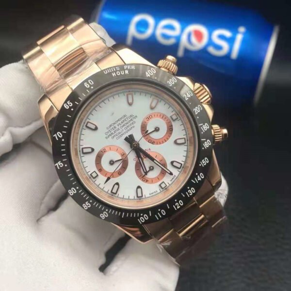 43mm Round Mechanical Chronograph Watch | Stainless Steel Case & Bracelet, Water Resistant, Small Seconds & 24H Indicator Dial