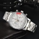Popular Swiss Men Watch with Steel Band, Waterproof Luminous Hands Business Casual Wristwatch - white
