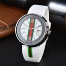New GG Quartz Men Watch, Minimal Sports Casual Watch with Stainless Steel Strap - white gray