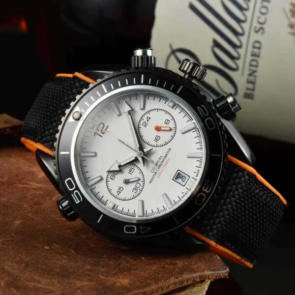 European Style Business Men's 5-Hands Quartz Watch, Multifunctional Timing Stainless Steel Wristwatch