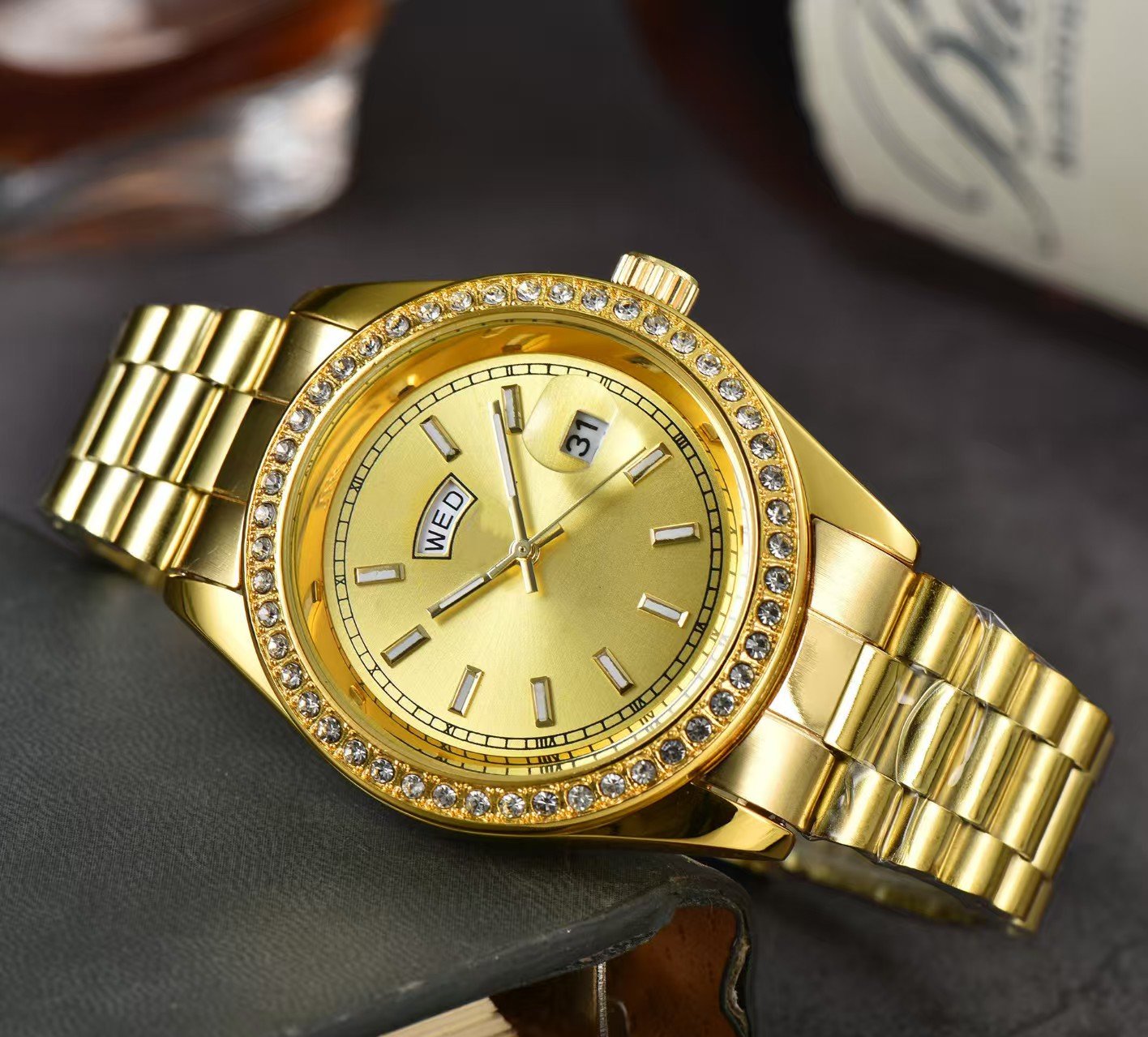 Luxury Men Classic Datejust Watch, Three Diamond Markers, Hot Sale Stainless Steel Business Wristwatch