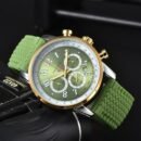 Fashion Silicone Strap Sports Watch, Men Multi-Function Timing Quartz Wristwatch - Green