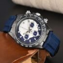 Men Vintage Rubber Strap Multi-Function Quartz Watch - Blue