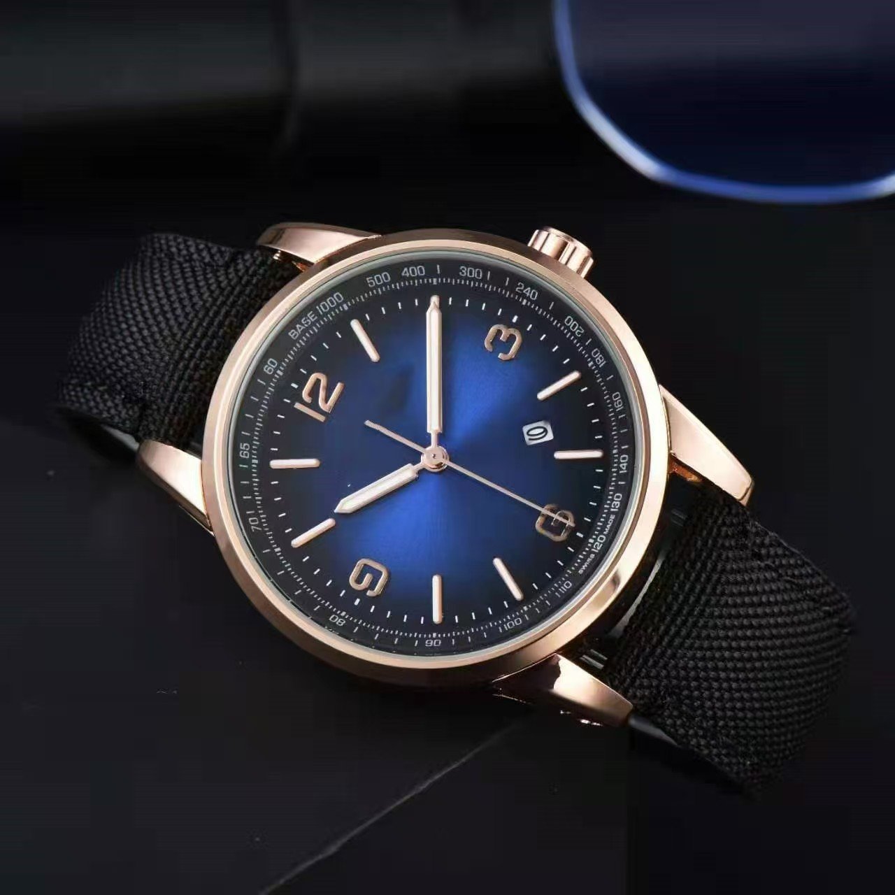 New A Brand Men Quartz Watch, High-Quality 3-Hands Luminous Calendar Watch with Fabric Strap - Image 2