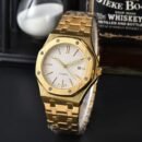 Men's Fashion Automatic Mechanical Watch, Business Rhombus Dial Stainless Steel Wristwatch - Gold