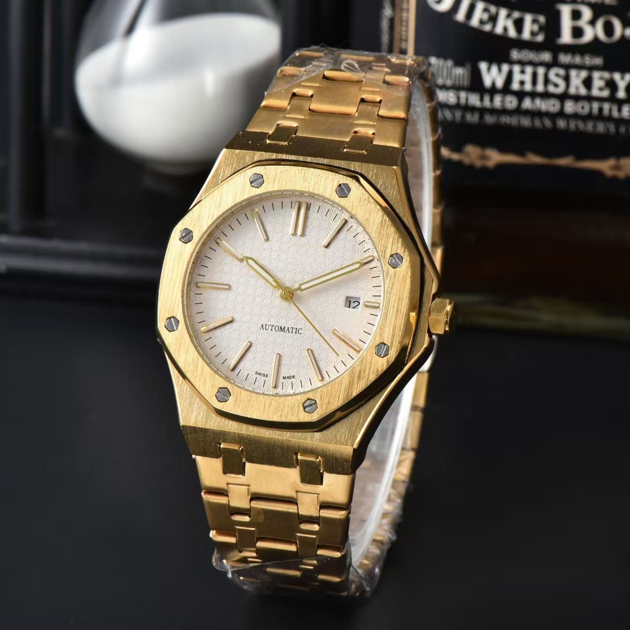 Men's Fashion Automatic Mechanical Watch, Business Rhombus Dial Stainless Steel Wristwatch - Image 2