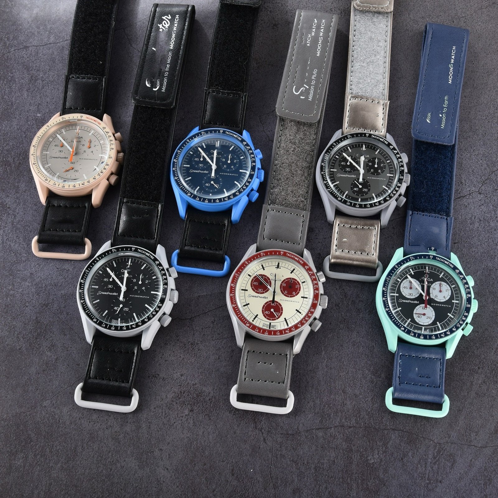 Vintage Space Lunar Chronograph Collection Lightweight Colorful Case Canvas Band Watch
