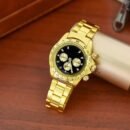 Classic Business Style Men Quartz Watch, Waterproof Steel Band Luxury Versatile Daily Wristwatch - black gold