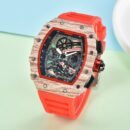 Barrel Shaped Fashion Watch for Men, Calendar Display Soft Silicone Strap Trendy Wristwatch