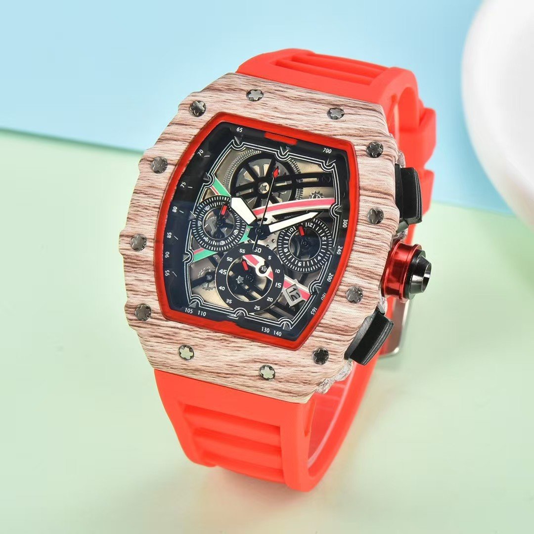 Barrel Shaped Fashion Watch for Men, Calendar Display Soft Silicone Strap Trendy Wristwatch
