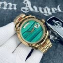Oyster Style Men Automatic Mechanical Watch, Dual Calendar Business Luxury Waterproof Steel Band Wristwatch - Green