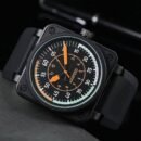 Men Luxury Tonneau Square Mechanical Watch, Business Casual Stainless Steel Wristwatch, Multifunctional Hollow Watch with Moon Phase & Calendar Display - Orange