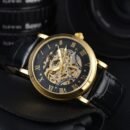 New Fashion Korean Style Vintage Hollow Mechanical Watch, Trendy Business Steel Band Men Wristwatch