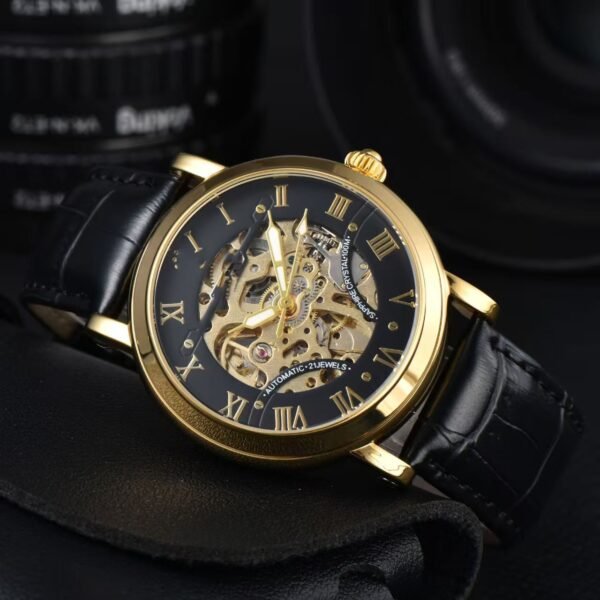 New Fashion Korean Style Vintage Hollow Mechanical Watch, Trendy Business Steel Band Men Wristwatch
