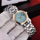 Women Fashion Quartz Wristwatch, Trendy Casual Diamond Decor, Mother-of-Pearl Dial Stainless Steel Strap Watch - Blue