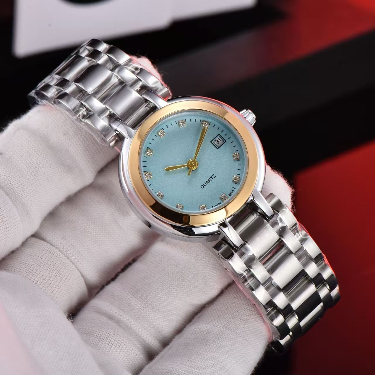 Women Fashion Quartz Wristwatch, Trendy Casual Diamond Decor, Mother-of-Pearl Dial Stainless Steel Strap Watch - Image 2