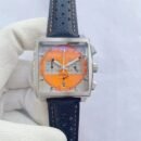 High Quality Business Men Quartz Wristwatch, All Steel Multi-Function 6-Hands Chronograph Luminous Date Watch - Orange