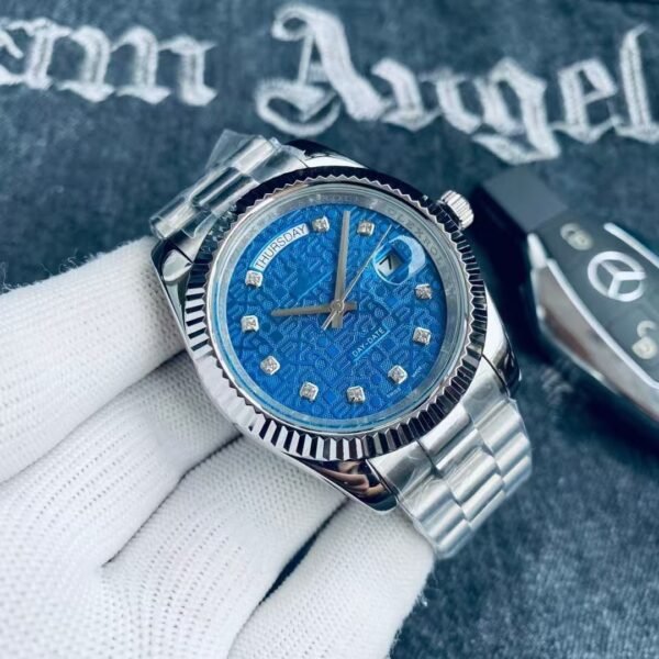 Men Dual Calendar Automatic Mechanical Watch, RLX Style Business Stainless Steel Wristwatch