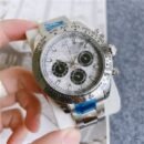 RL Style Daytona Men Automatic Mechanical Watch, 4130 Movement Panda & Green Gold Dial Chronograph Wristwatch - Silver