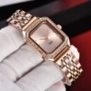 Luxury Women Quartz Watch with Diamond-set Aurora Dial, RL Style Rose Gold Stainless Steel Band Fashion Ladies Wristwatch