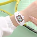 Luxury Light Fashion Women Watch, Tonneau Shape Minimalist Quartz Wristwatch - white