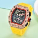 Barrel Shaped Fashion Watch for Men, Calendar Display Soft Silicone Strap Trendy Wristwatch - yellow