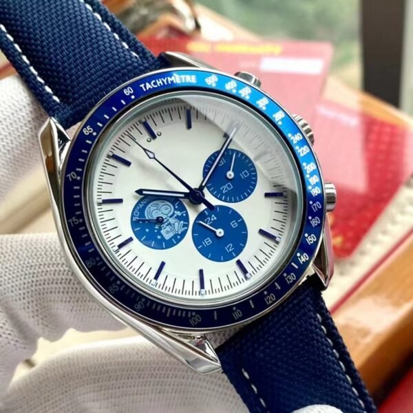 Men Omega Style 6 Hands Automatic Mechanical Watch Multi-Time Zone Calendar Waterproof Stainless Steel Business Dress Watch