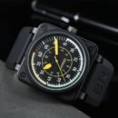 Men Luxury Tonneau Square Mechanical Watch, Business Casual Stainless Steel Wristwatch, Multifunctional Hollow Watch with Moon Phase & Calendar Display - yellow