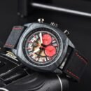 Fashion Men Rubber Strap Watch, Multi-function Calendar Quartz Movement, Life Waterproof Business Sports Wristwatch - red