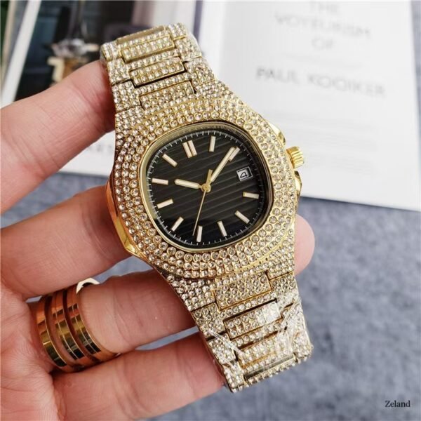 Fashion Trendy Diamond Quartz Watch, European & American Style Full Diamond Luxury Ladies Wristwatch