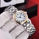 Women Fashion Quartz Wristwatch, Trendy Casual Diamond Decor, Mother-of-Pearl Dial Stainless Steel Strap Watch - white