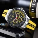 Luxury Casual Men Multifunctional Chronograph Watch, FR Style Waterproof Rubber Band Wristwatch - yellow