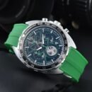 Sports Business Men Multifunctional Chronograph Watch, YP Style Waterproof Steel Band Wristwatch - Green