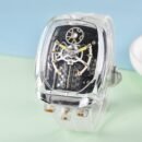 BG Style Men Automatic Mechanical Sport Watch, Racing Style Steel Band Chronograph Wristwatch - white