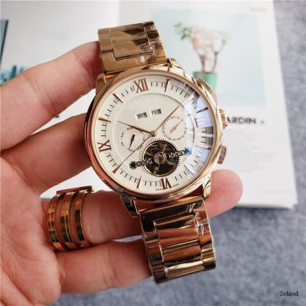 Luxury Business Men Automatic Mechanical Watch, Hollow Flying Tourbillon Waterproof Stainless Steel Band Wristwatch for Men